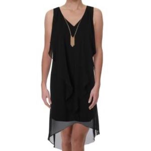 Thalia high low dress detachable gold tone detail
